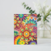 Floral Mandala Collage Psychedelic Wenskaart Briefkaart (Staand voorkant)