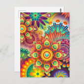 Floral Mandala Collage Psychedelic Wenskaart Briefkaart (Voorkant / Achterkant)