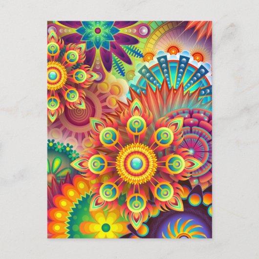 Floral Mandala Collage Psychedelic Wenskaart Briefkaart (Voorkant)