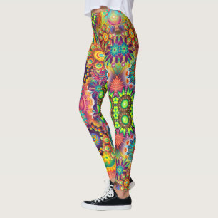 Floral Mandala Collage Psychedelic Yoga Leggings