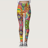 Floral Mandala Collage Psychedelic Yoga Leggings (Voorkant)