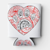 Floral Mandala Dog Paw Print Red Heart Blikjeskoeler (Voorkant)