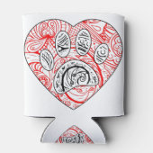 Floral Mandala Dog Paw Print Red Heart Blikjeskoeler (Achterkant)