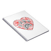 Floral Mandala Dog Paw Print Red Heart Notitieboek (Rechterzijde)