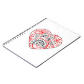Floral Mandala Dog Paw Print Red Heart Notitieboek (Linkerzijde)