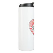 Floral Mandala Dog Paw Print Red Heart Thermosbeker (Gedraaid links)
