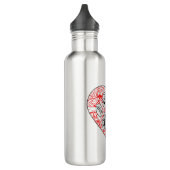 Floral Mandala Dog Paw Print Red Heart Waterfles (Links)