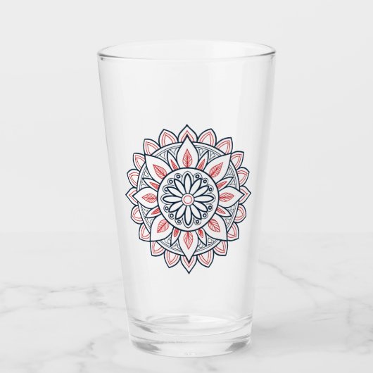 Floral Mandala – Drink glasontwerp Glas (Voorkant)