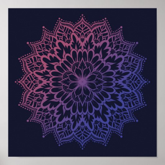 Floral Mandala Flower Yoga Poster (Voorkant)