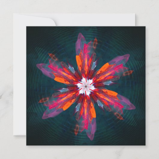 Floral Mandala Flowers Oranje Red Blue Abstract (Voorkant)
