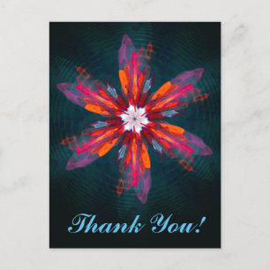 Floral Mandala Flowers Oranje Red Blue Abstract Briefkaart
