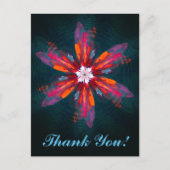Floral Mandala Flowers Oranje Red Blue Abstract Briefkaart (Voorkant)