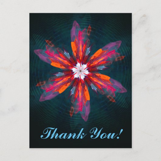 Floral Mandala Flowers Oranje Red Blue Abstract Briefkaart (Voorkant)