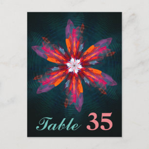 Floral Mandala Flowers Oranje Red Blue Abstract Briefkaart