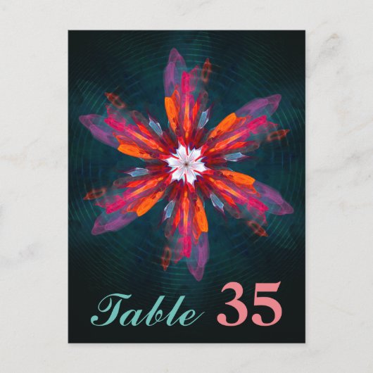 Floral Mandala Flowers Oranje Red Blue Abstract Briefkaart (Voorkant)