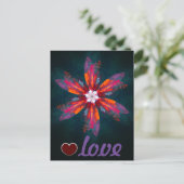 Floral Mandala Flowers Oranje Red Blue Abstract Briefkaart (Staand voorkant)