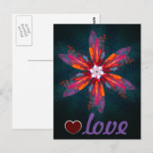 Floral Mandala Flowers Oranje Red Blue Abstract Briefkaart (Voorkant / Achterkant)