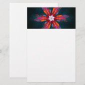Floral Mandala Flowers Oranje Red Blue Abstract Briefpapier (Voorkant / Achterkant)