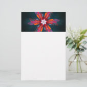 Floral Mandala Flowers Oranje Red Blue Abstract Briefpapier (Staand voorkant)
