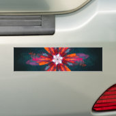 Floral Mandala Flowers Oranje Red Blue Abstract Bumpersticker (Op auto)