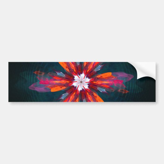 Floral Mandala Flowers Oranje Red Blue Abstract Bumpersticker (Voorkant)