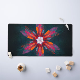 Floral Mandala Flowers Oranje Red Blue Abstract Bureaumat