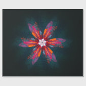 Floral Mandala Flowers Oranje Red Blue Abstract Cadeaupapier (Vlak)