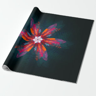 Floral Mandala Flowers Oranje Red Blue Abstract Cadeaupapier