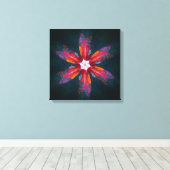 Floral Mandala Flowers Oranje Red Blue Abstract Canvas Afdruk (Insitu (Houten vloer))