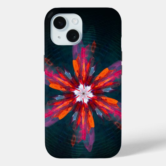 Floral Mandala Flowers Oranje Red Blue Abstract Case-Mate iPhone Case (Achterkant)
