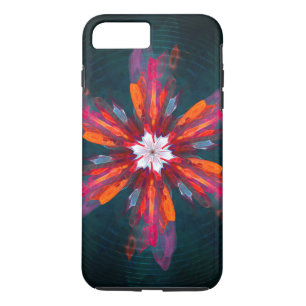 Floral Mandala Flowers Oranje Red Blue Abstract iPhone 8/7 Plus Hoesje