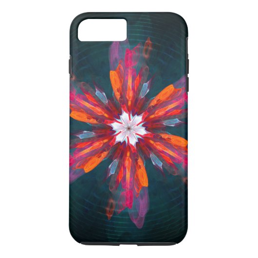 Floral Mandala Flowers Oranje Red Blue Abstract Case-Mate iPhone Case (Achterkant)