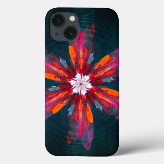 Floral Mandala Flowers Oranje Red Blue Abstract Case-Mate iPhone Case (Achterkant)