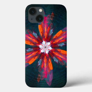 Floral Mandala Flowers Oranje Red Blue Abstract Case-Mate iPhone Case