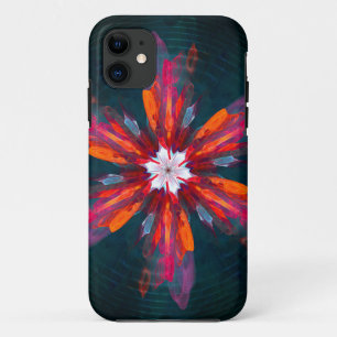 Floral Mandala Flowers Oranje Red Blue Abstract Case-Mate iPhone Case