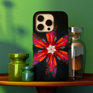 Floral Mandala Flowers Oranje Red Blue Abstract iPhone 16 Pro Hoesje