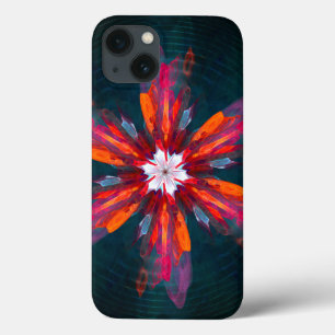 Floral Mandala Flowers Oranje Red Blue Abstract Case-Mate iPhone Case