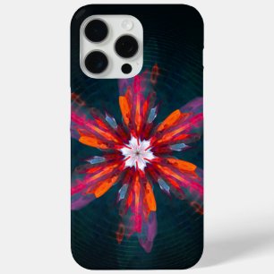 Floral Mandala Flowers Oranje Red Blue Abstract iPhone 15 Pro Max Hoesje
