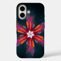 Floral Mandala Flowers Oranje Red Blue Abstract