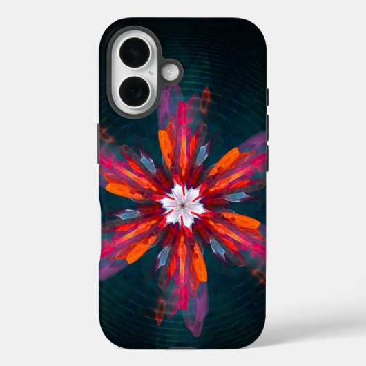 Floral Mandala Flowers Oranje Red Blue Abstract Case-Mate iPhone Case (Achterkant)