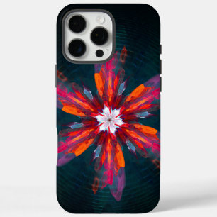 Floral Mandala Flowers Oranje Red Blue Abstract iPhone 16 Pro Max Hoesje