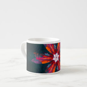 Floral Mandala Flowers Oranje Red Blue Abstract Espresso Kop