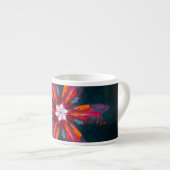 Floral Mandala Flowers Oranje Red Blue Abstract Espresso Kop (Voorkant rechts)