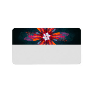 Floral Mandala Flowers Oranje Red Blue Abstract Etiket