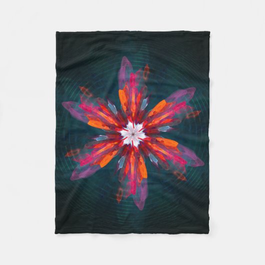 Floral Mandala Flowers Oranje Red Blue Abstract Fleece Deken (Voorkant)