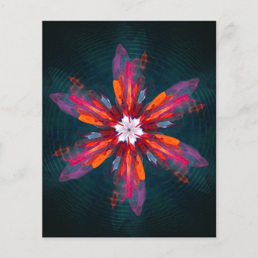 Floral Mandala Flowers Oranje Red Blue Abstract Flyer (Voorkant)