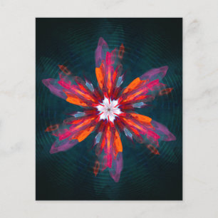 Floral Mandala Flowers Oranje Red Blue Abstract Flyer