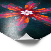 Floral Mandala Flowers Oranje Red Blue Abstract Foto Afdruk (Hoek)