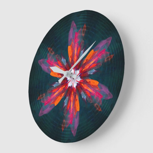 Floral Mandala Flowers Oranje Red Blue Abstract Grote Klok (Hoek)