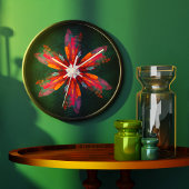 Floral Mandala Flowers Oranje Red Blue Abstract Grote Klok